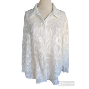 Large Expose cream sheer with hearts women's blouse #15